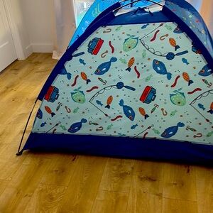 Kids Blue Play Tent with Fish and Submarine Design